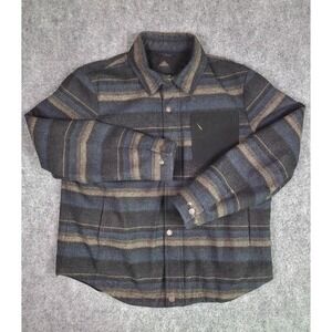 Pendleton Shirt Jacket Mens XL Blue Striped Wool Blend Snap Front Lined Shacket
